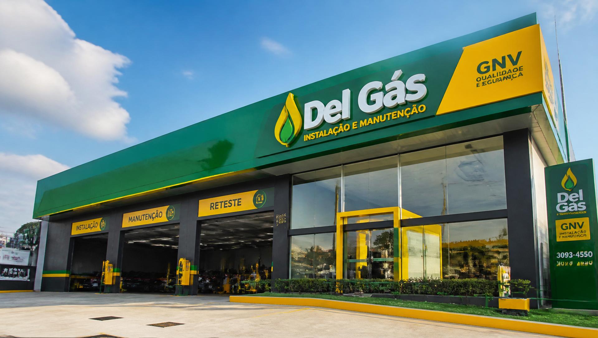 Fachada de nova loja Del Gás, franquia GNV